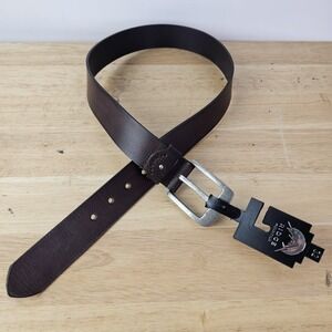 Ridge Mountain NWT Men's Size 32 Western Brown 100% Leather Belt Silver Buckle